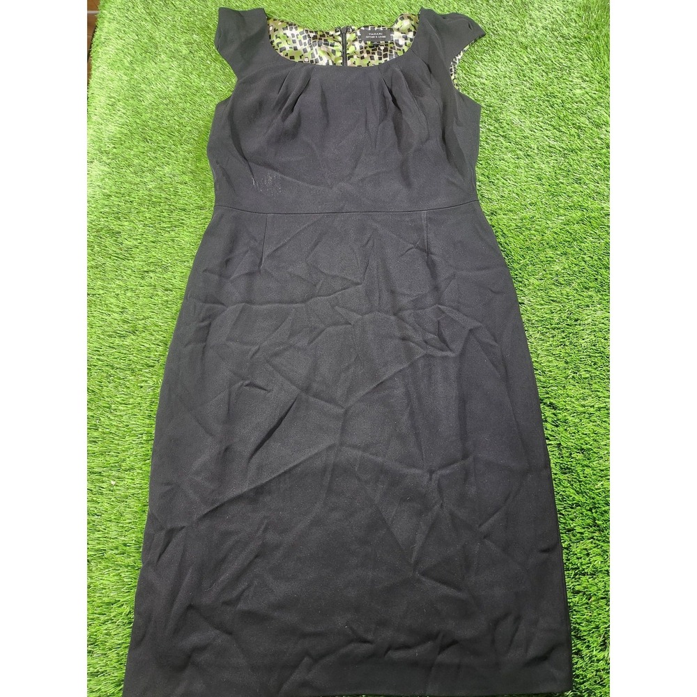 Tahari‎ Arthur S. Levine Dress Womens 10 Black Sheath Cap Sleeve Knee Length